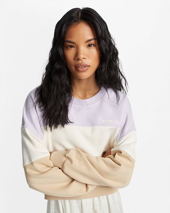 Colorblocked Chain Stitch Crew Sweatshirt