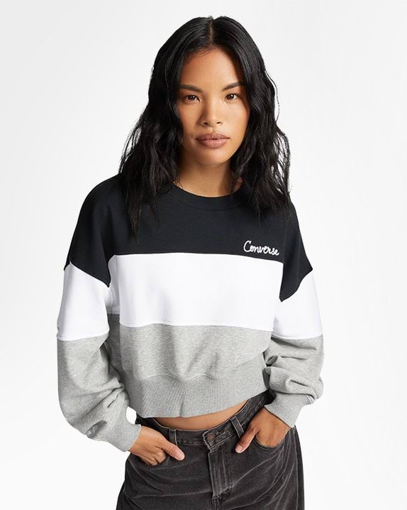 Colorblocked Chain Stitch Crew Sweatshirt