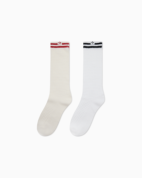 2-Pack Waffle Knit Varsity Crew Socks